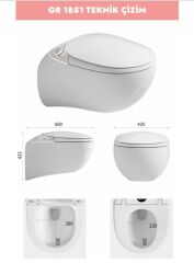 Akıllı Klozet Duvara Monte GR1851 Pembe