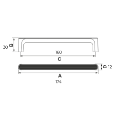Hafele Mobilya Kulpu Rob 160mm Antrasit